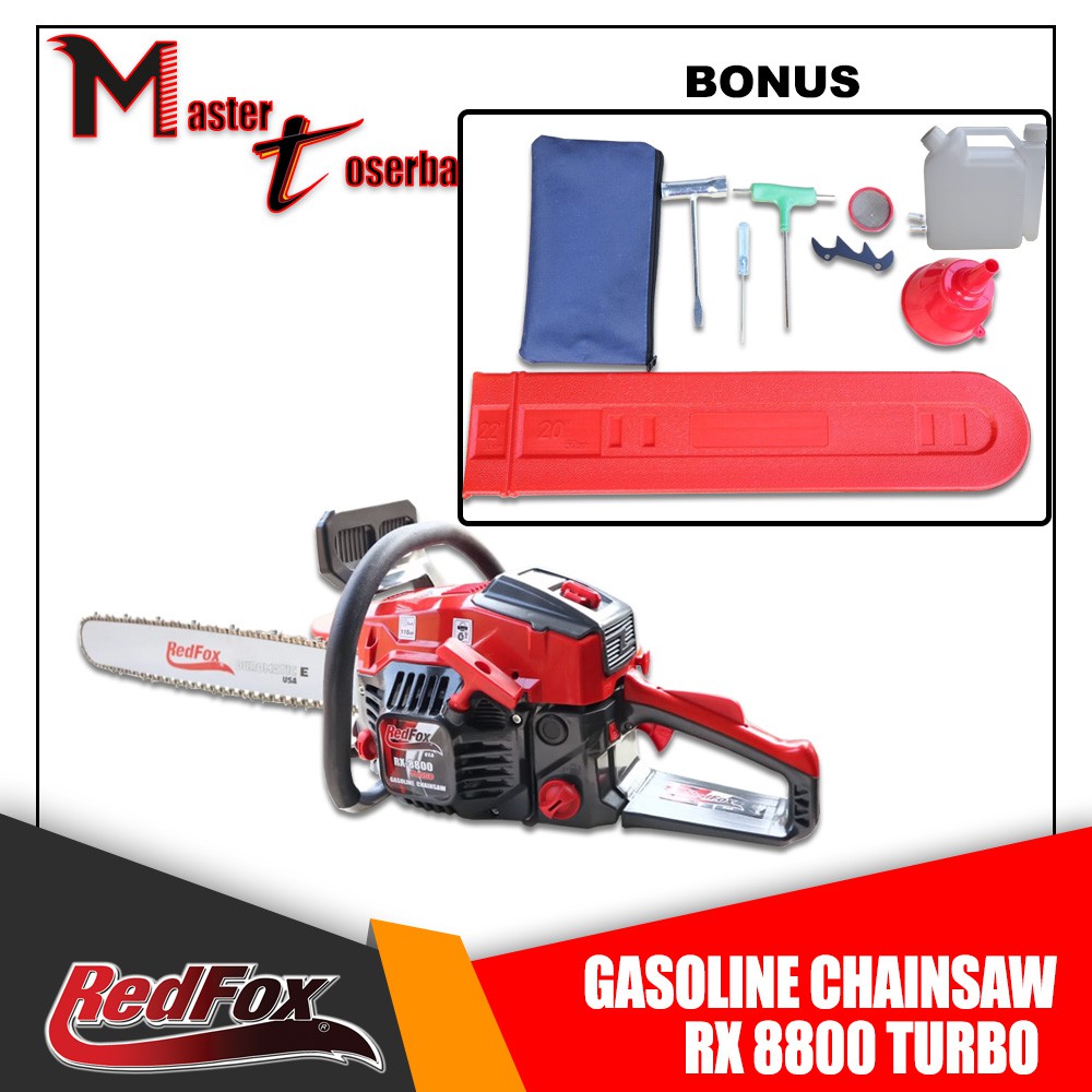 Mesin Chainsaw 24 inch RX 8800 Turbo Redfox Gergaji Mesin Pohon 65 CC