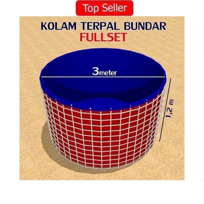 Terpal Kolam Bundar FULLSETT Diameter 3 M Tinggi 1.2 M