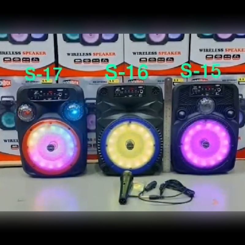 Speaker Bluetooth Wireless Soonbox S-16 + Free Mic Lampu LED GRB Super Bass