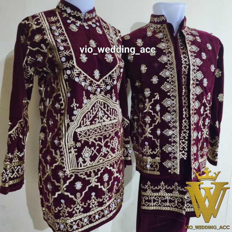 Baju pengantin bludru super Bordir