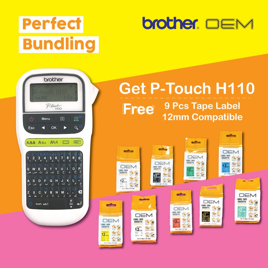 

PERFECT BUNDLING BROTHER PT H110 PRINTER LABEL PTH110 PAKET FREE 9 LABEL