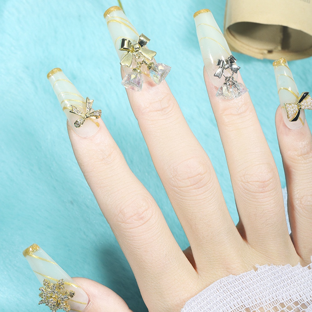 1pc Ornamen Pita Natal Warna Goldsilver Untuk Dekorasi Nail Art