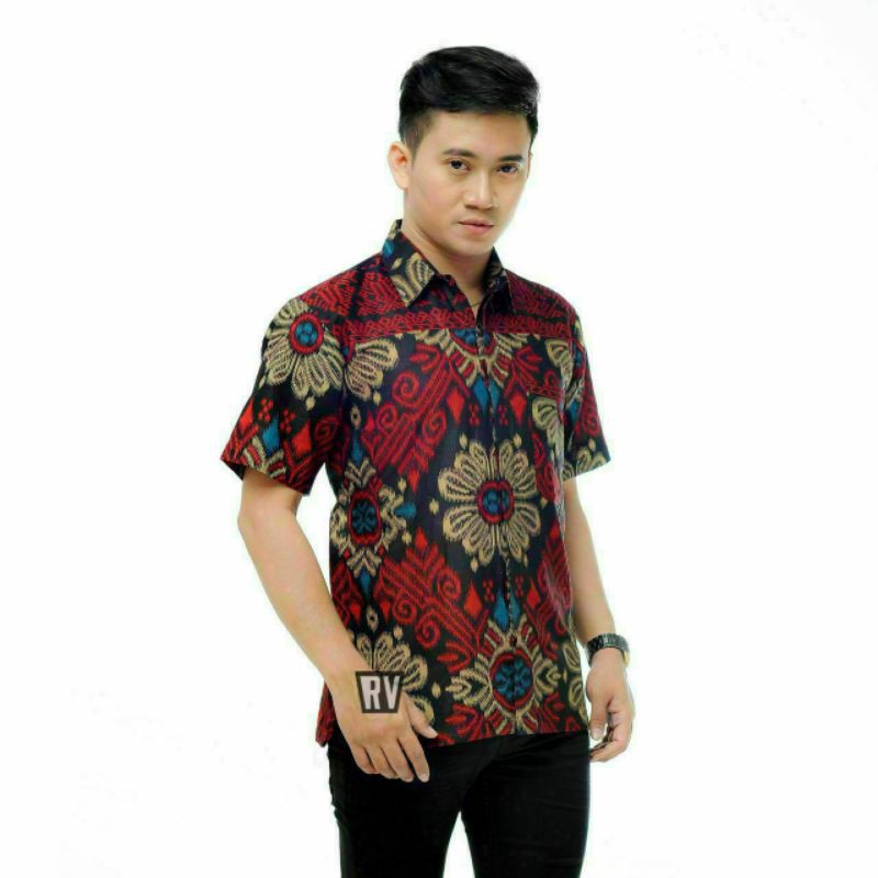 Batik Couple keluarga sania ruffle ori ndoro jowi dnt motif KECUBUNG MERAH TERMURAH SHOPEE-HEM