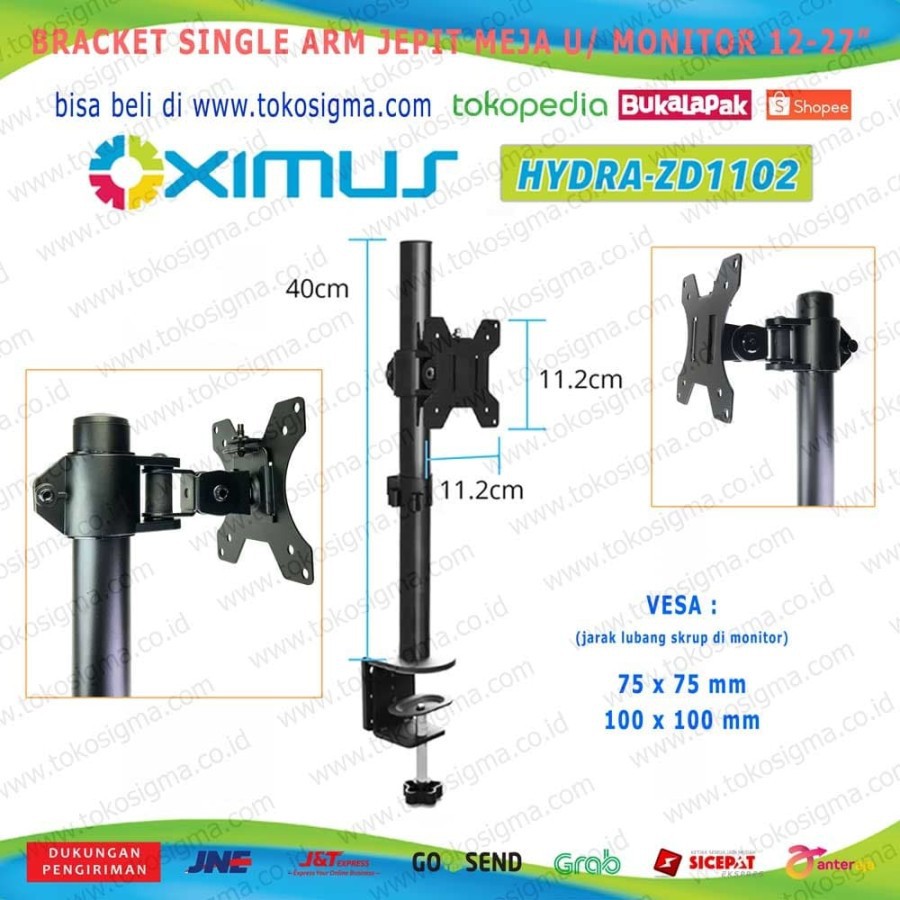 BRACKET STAND JEPIT MEJA ZD-1102 SATU ARM DESK MOUNT MONITOR 13-27 IN