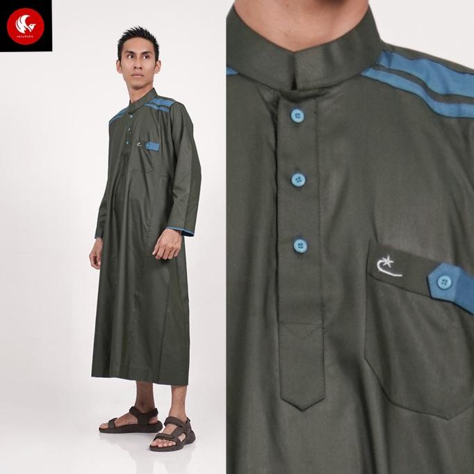 Jubah Cordova Hijau Botol Al-Isra Pakaian Gamis Pria Muslim - Hijau Tua, Xxl
