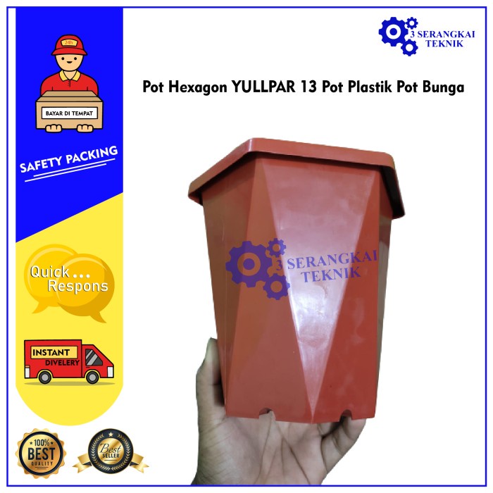 Pot Hexagon YULLPAR 13 Pot Plastik Pot Bunga