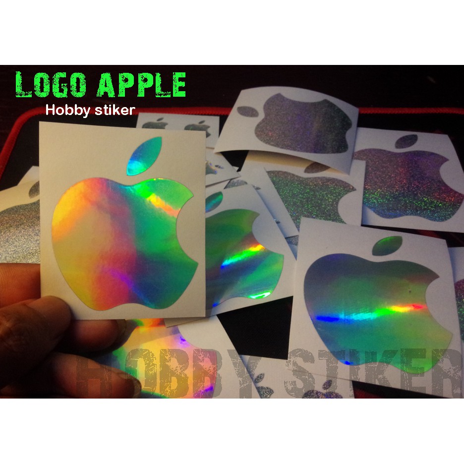 Stiker logo Apple iphone hologram besar untuk laptop komputer