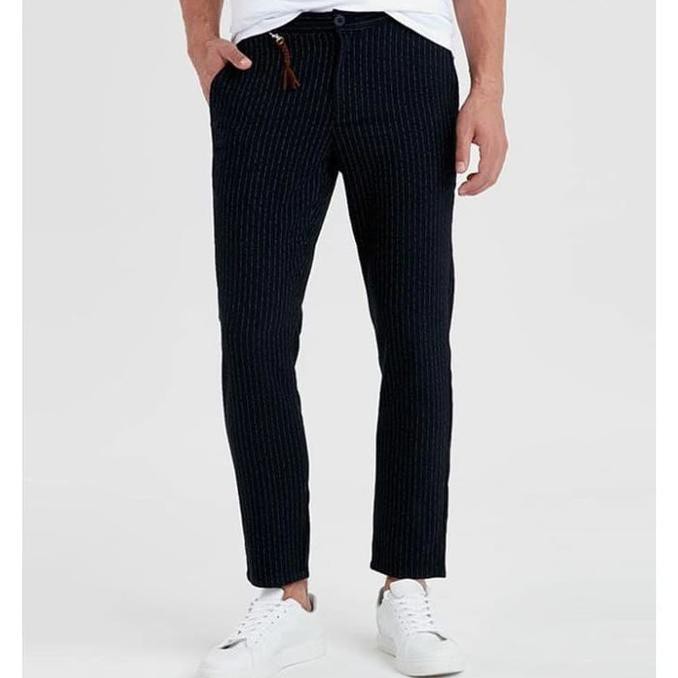 Lc Waikiki Slim Fit Ankle Trousers Chino Pria Stripped Pants - Size 33 Woodystore_
