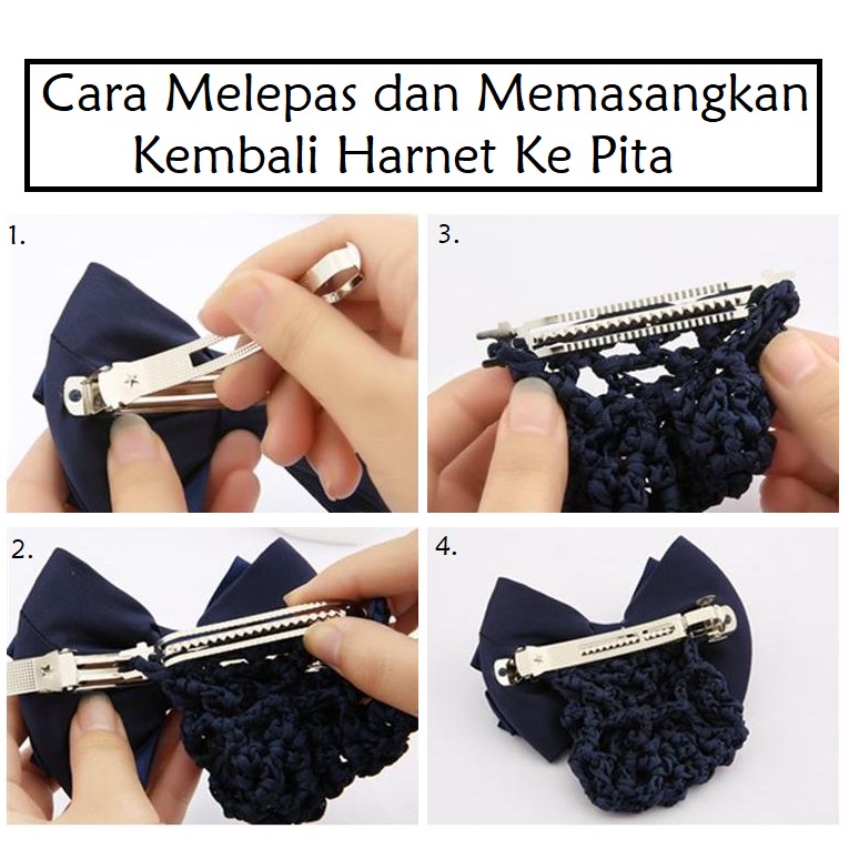 Jepit Rambut Hairnet Jepitan Pita Rambut Korea Cepol Harnet Sanggul Pramugari Otomatis Bowknot Hairnet Barrette Hair Clip