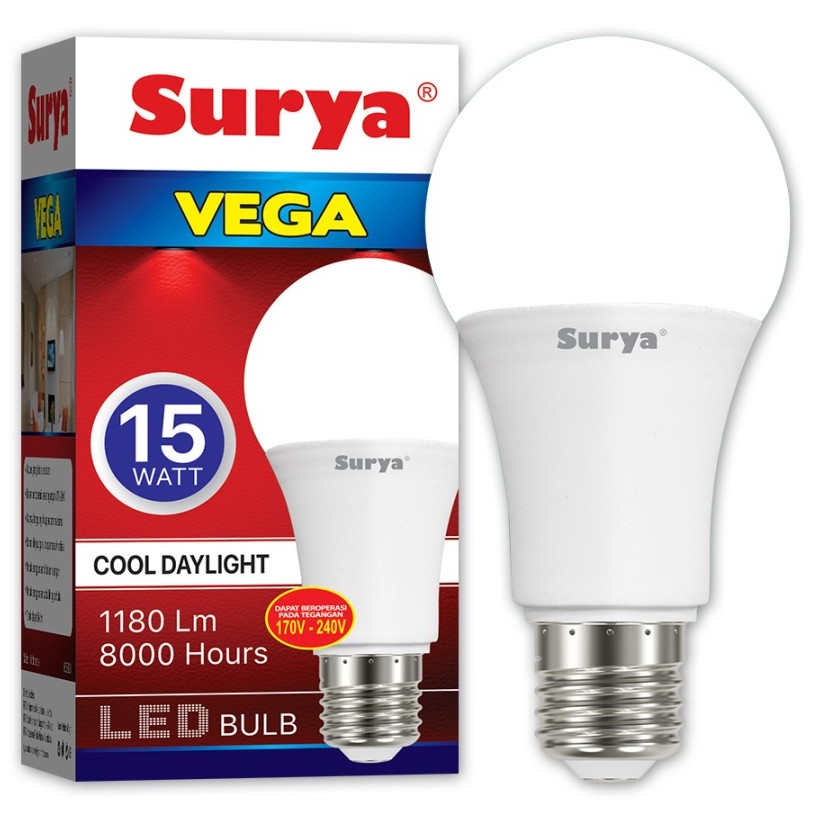 SURYA VEGA Bohlam Lampu LED 5-7-9-12-15-18-22 Watt Cool White