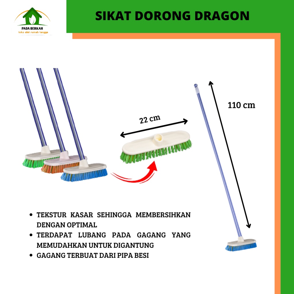 Sikat WC Lantai Dorong Dragon Gagang Panjang / Sikat WC Gagang Panjang Dragon / Sikat Lantai Wc