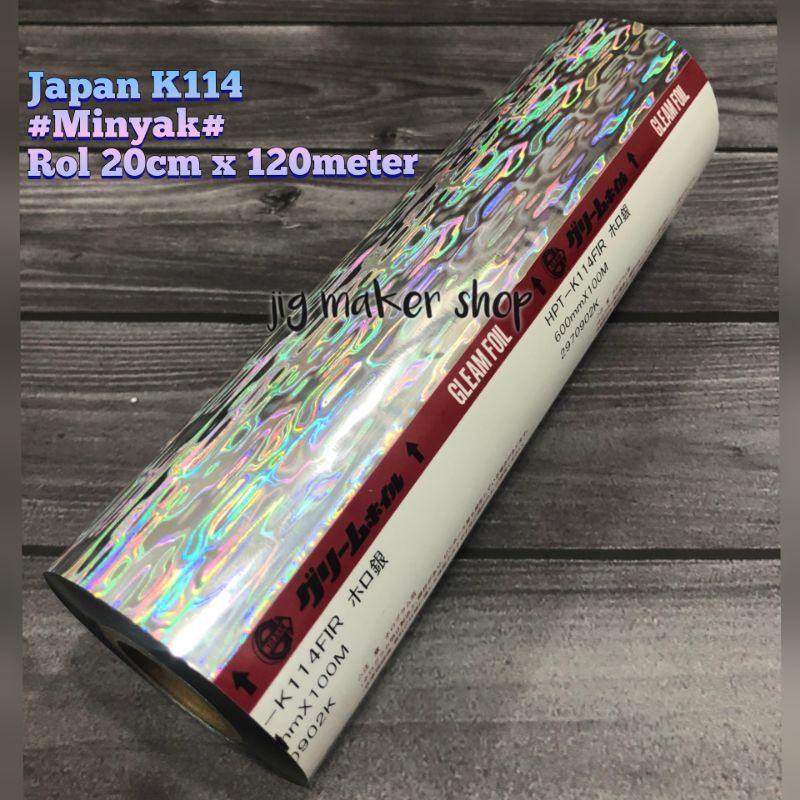 hologram hot stamping foil metal jig lure, GLEAM/ JAPAN ORIGINAL, Rol 20cm x 100meter- minyak