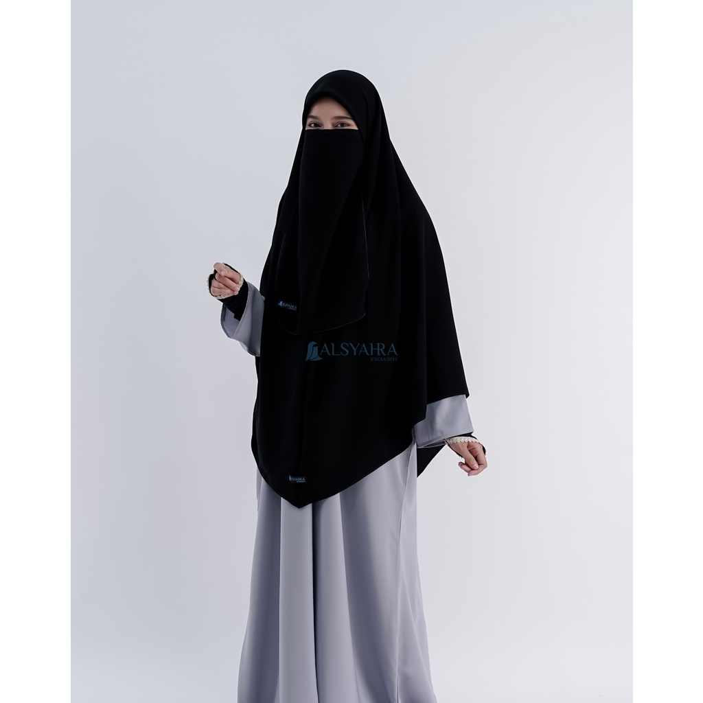 Set Khimar Instan Aisyah Jetblack Alsyahra Exclusive Free Cadar Tali-7