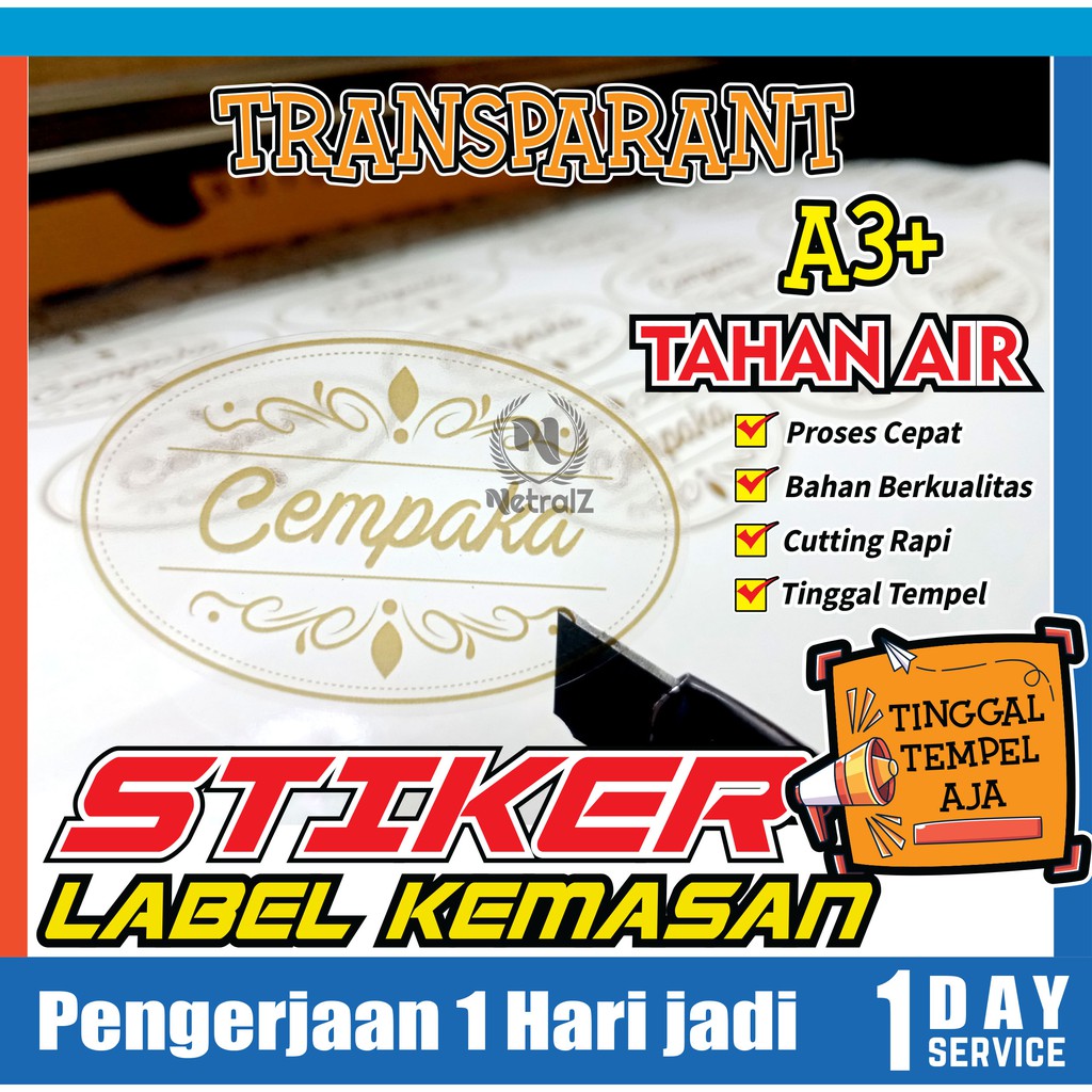 

STIKER LABEL TRANSPARANT / STICKER LABEL KEMASAN / STIKER CUTTING TRANSPARAN TerMurah Jakarta