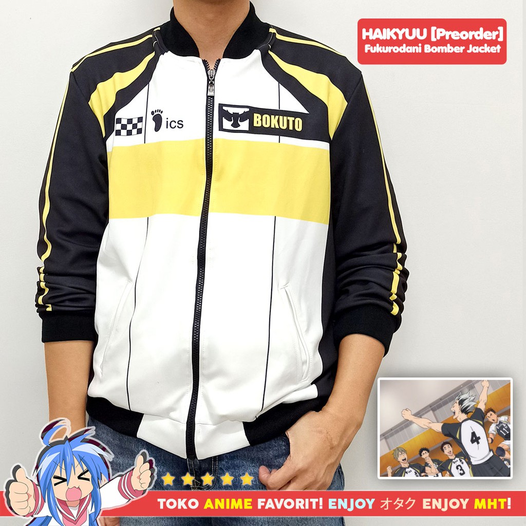 Jaket Sukajan Bomber Anime Haikyuu Fukurodani Bokuto Akaashi