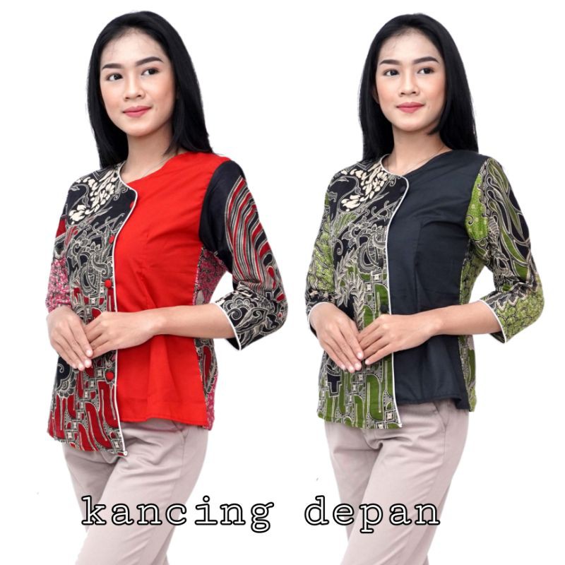 Batik Wanita Atasan Blouse Batik Dua Putri 2 Warna Pilihan