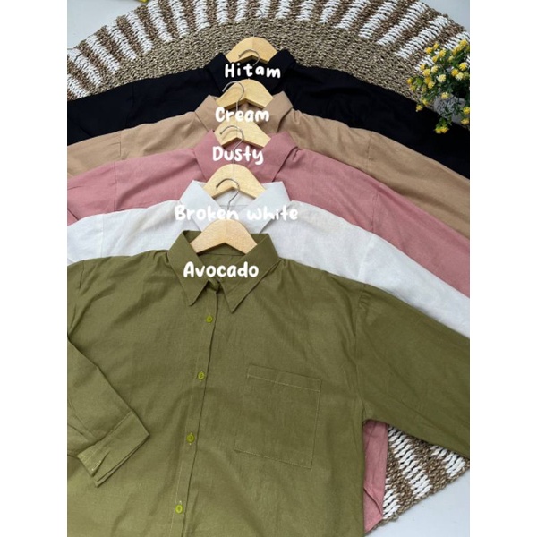 Kemeja Wanita bahan Linen oversize ld 120cm