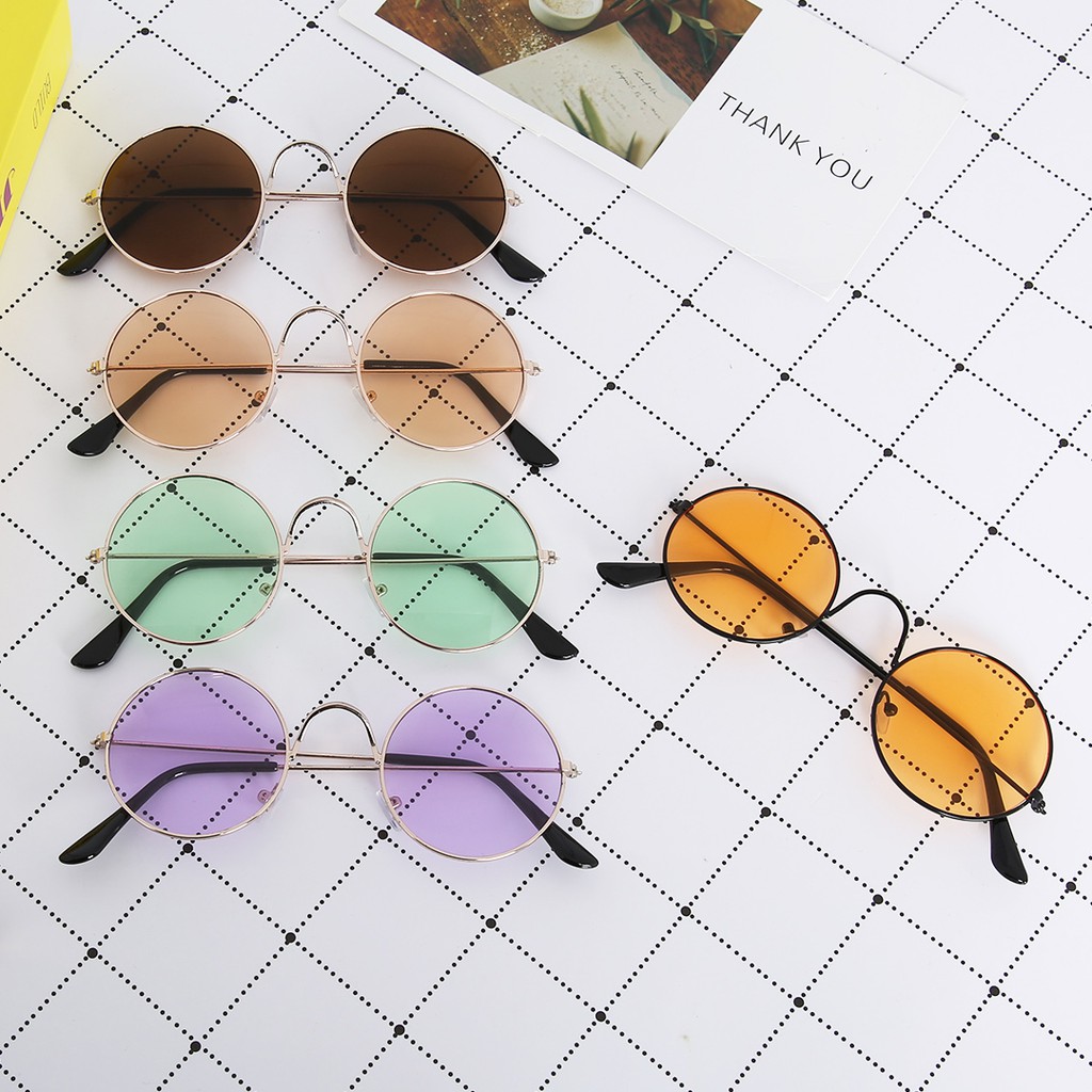 rowling (21-5) kacamata Import Fashion Pria&amp;Wanita- Ulzzang Retro Besi Frame Candy Color Small Bulat Kacamata Fashion