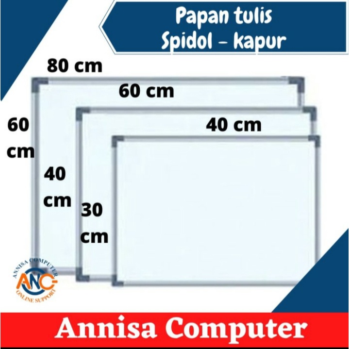 

Papan Tulis Besar / White Board / 60x80 cm / 2 sisi / kapur spidol