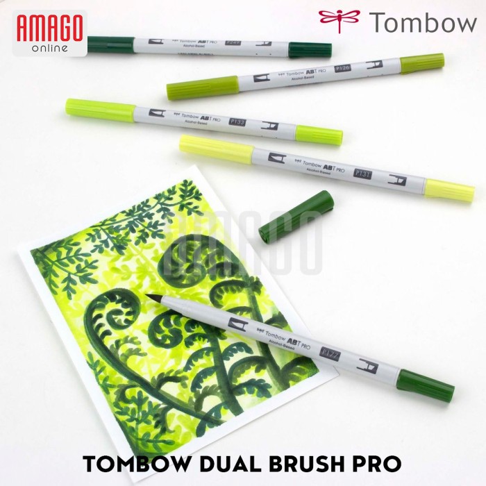 TOMBOW Dual Brush Pen ABT PRO - GREEN TONES - 5 packs - XAAB-TP5GN