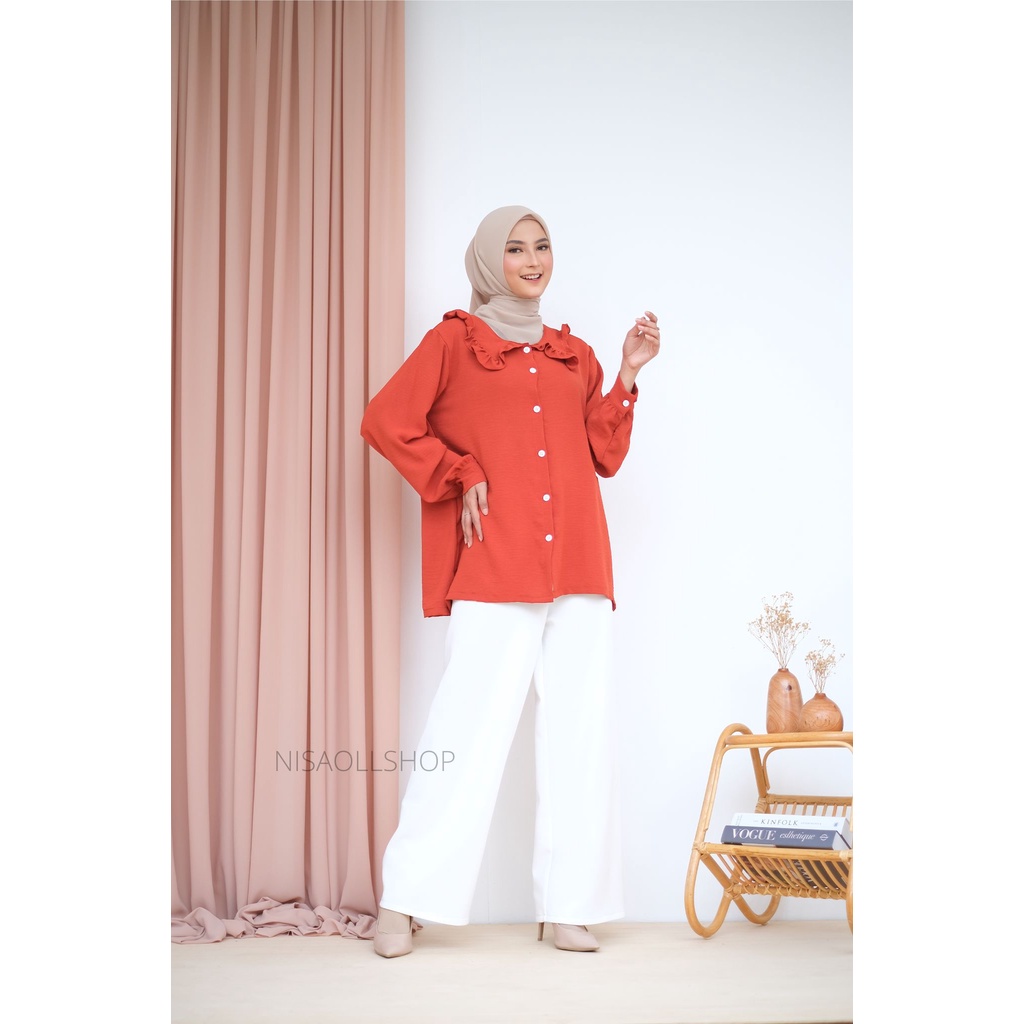 MEGAN BLOUSE - BLOUSE CRINKLE- PAKAIAN WANITA  - BISA COD