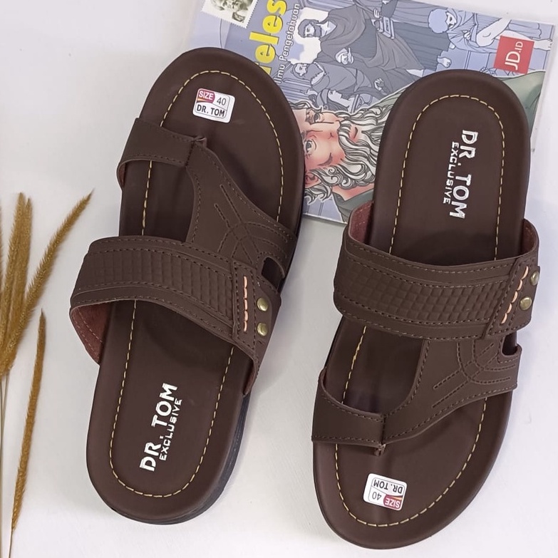 SANDAL JEPIT SLOP KULIT PRIA/COWOK DEWASA KASUAL DR.TOM DH 87