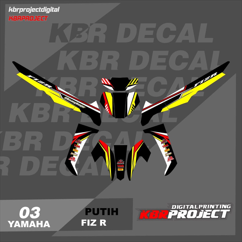 DECAL FIZ R STICKER VARIASI MOTIF GRAFIS DECAL MOTOR YAMAHA FIZ R 03 CUSTOM BEBAS BISA