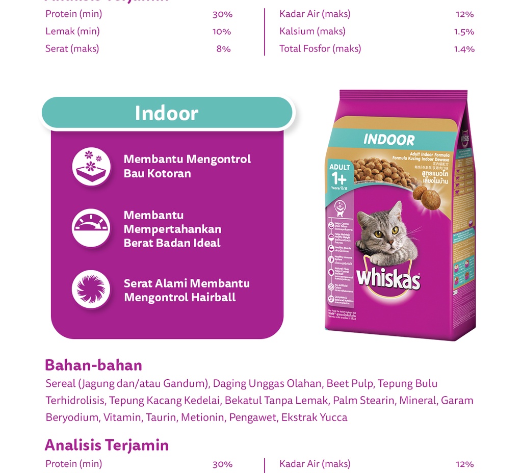 Jual WHISKAS Skin & Coat Makanan Kucing Kering untuk Kucing Dewasa