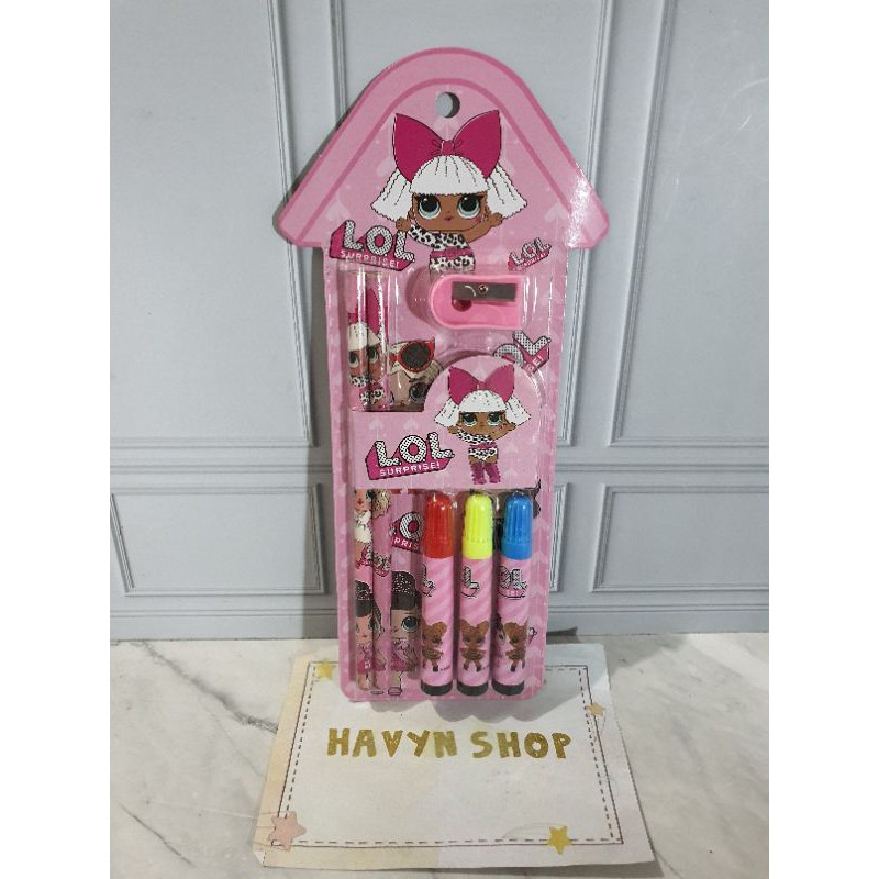 paket alat tulis/stationery set/study set spidol-LOL