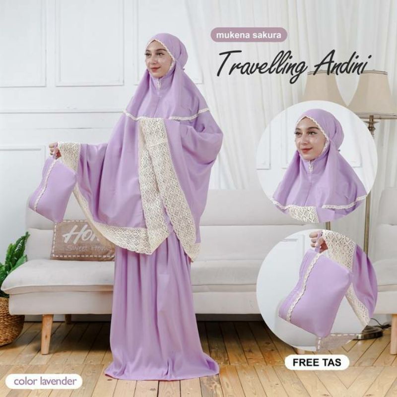 Mukena Travelling Andini Mikro Renda Bahan : Katun MIkro