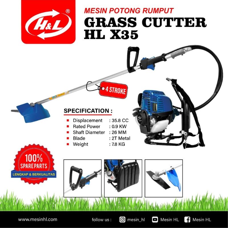 Mesin Potong Rumput Gendong H&amp;L Brush Cutter 4 Tak HL X35