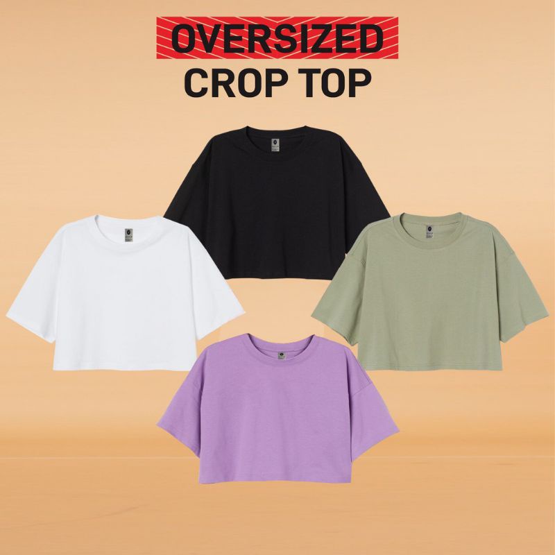 Crop Oversize Bahan Pe Rayon Fit XL,Kaos Crop.(AB)