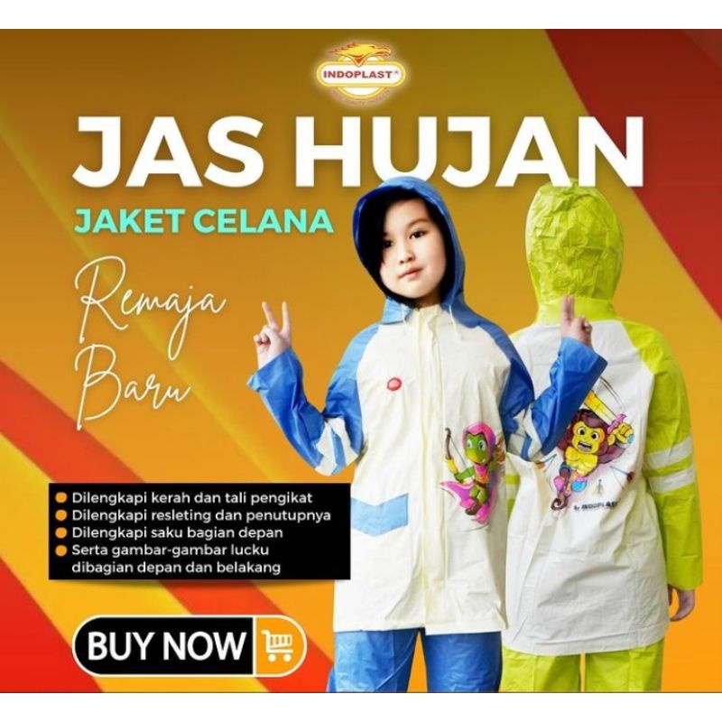 Jas Hujan Anak JC Remaja STAR / Untuk anak usia 7 - 12 Tahun