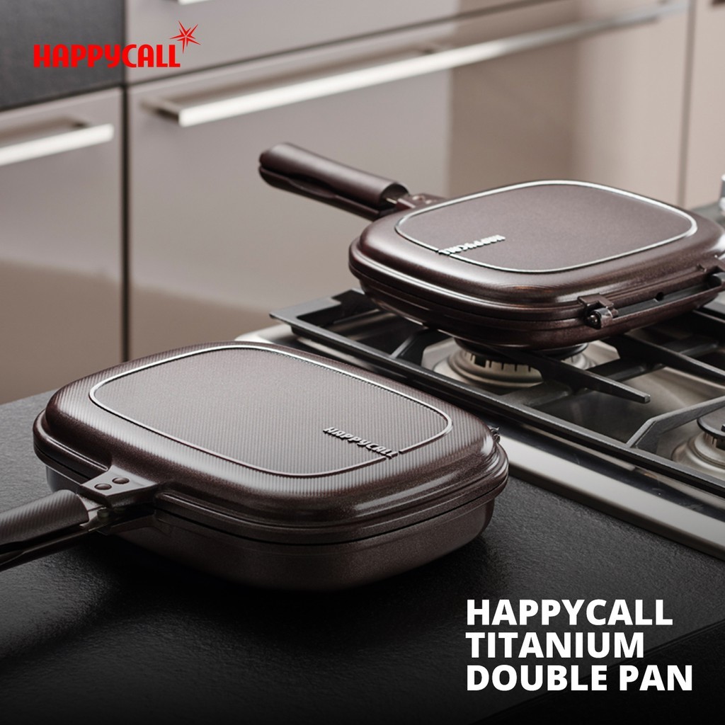 HAPPYCALL TITANIUM DOUBLE PAN DOUBLE PAN JUMBO GRILL ANTI LENGKET DIJAMIN ORIGINAL 100% ASLI KOREA