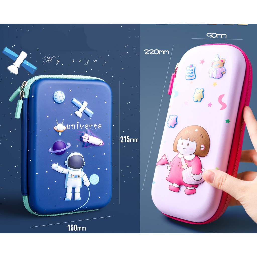 

[LOGU] Kotak pensil 3D space dino unicorn anak, Tempat alat tulis, kotak 3D anak