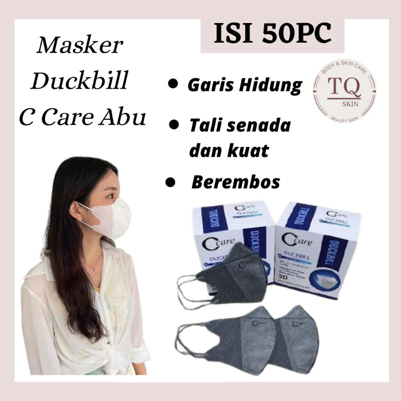Masker duckbill c care abu garis 50 pcs warna abuabu abu2 murah masker