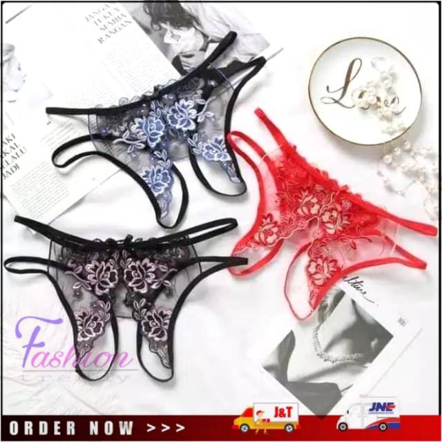 cd  Open g string Celana Dalam Wanita Bordir Bunga CD  S105