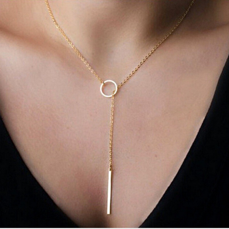 READY STOCK Simple Round Long Y-Neck Metal Chain Jewelry Necklace