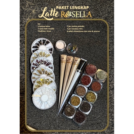 22 items PAKET LENGKAP BASIC HENNA LATTE ROSELLA