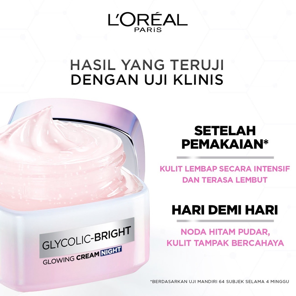 L'OREAL PARIS Glycolic Bright Glowing Night Cream | Krim Malam Loreal - 15 ML