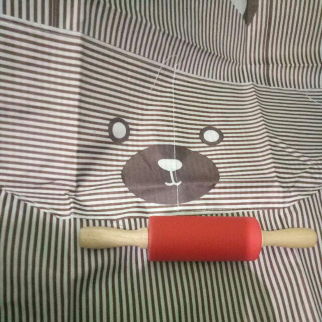 Bear Striped Home Cooking Apron / Celemek Masak Kantong Lucu Kartun