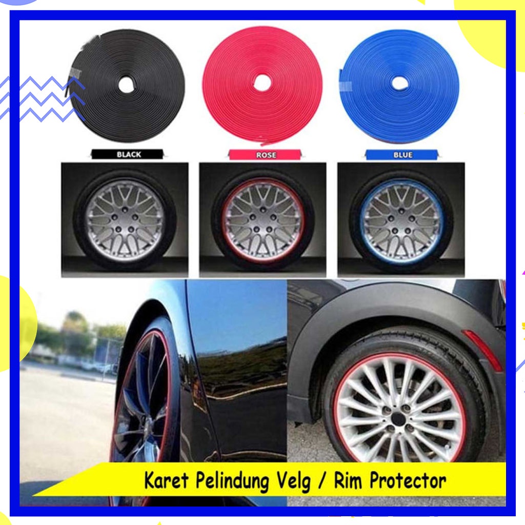 Wheel Protector Pelindung Velg Karet Rim Protector / Wheel Protector Karet pelindung Velg 8 Meter/ 4 velg