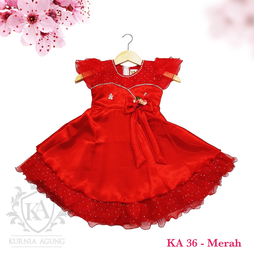 Dress Anak Perempuan 2 Tahun 3 Tahun Gaun Anak Perempuan Import Pesta Baju 1 Tahun Bahan Satin Premium Adem Alus KA36