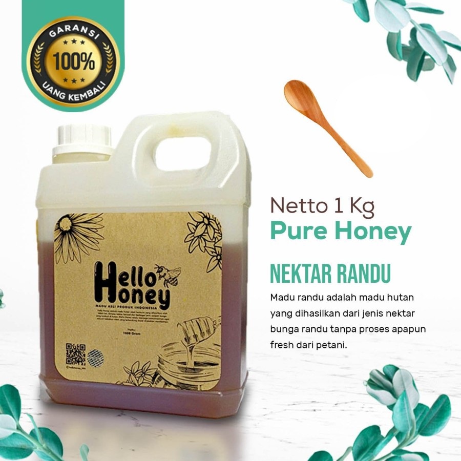 

Madu Murni Hello Honey Original 100% Netto 1 kg / Madu Hutan Badui Khas Uray Asli / Natural Raw Honey