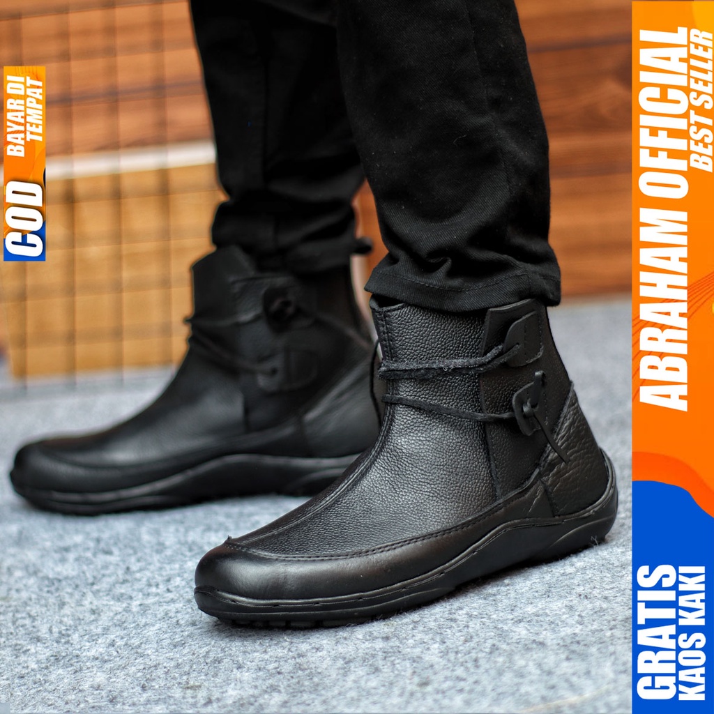 Sepatu Pantofel Pria Hitam Kulit Asli Casual Formal Pantopel Kerja Kantor Kondangan Guru Pesta vantopel Pentopel Fantofel Fashion Shoes Terbaru Murah Kekinian Original ARWA ABRAHAM