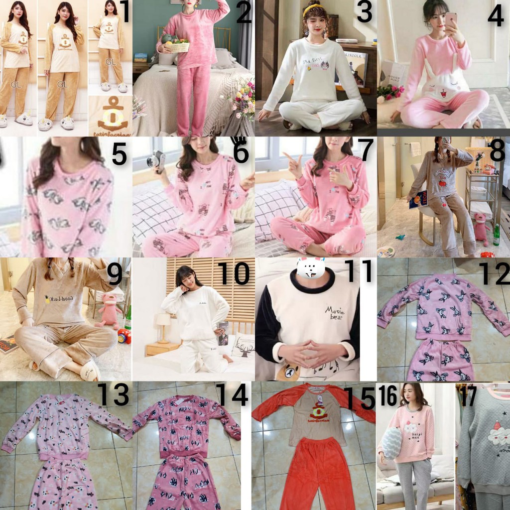 Baju tidur piyama pp bahan brudu import