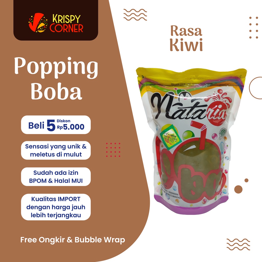 

Popping Boba Kiwi Jelly Mutiara Topping Minuman Kekinian poping Boba Rasa Kiwi 500 Gr