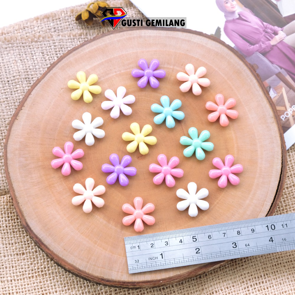 12bh Manik Bunga Mote AC Warna Pastel Craft Wanita
