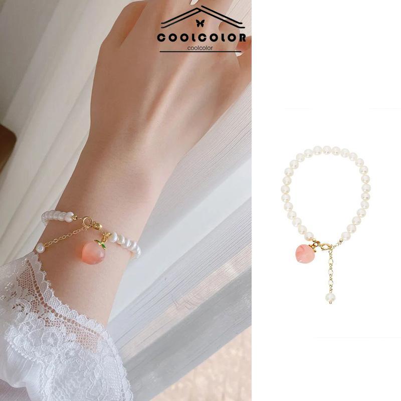 COD❤️Gelang Mutiara Persik Pelajar Wanita Niche Design Sisters Couple Best Friends Gelang Wanita Perhiasan Fashion Aksesoris Impor Murah