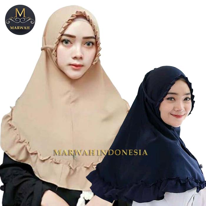 (AM-007) Jilbab Instan Remaja  Kerudung Instant Bergo Rempel Kriwil Lipit Tali Wolfis Khimar Hijab